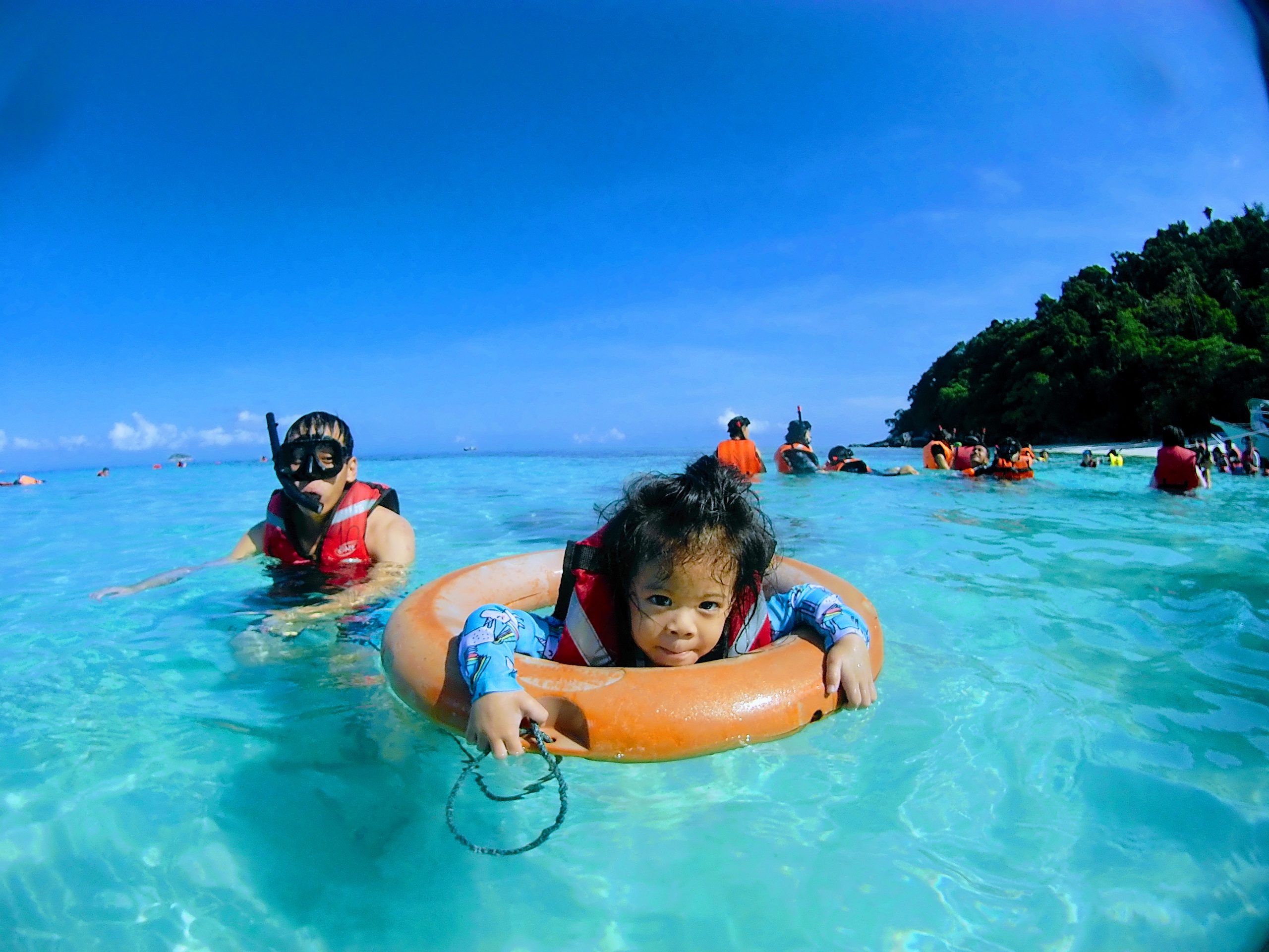 baby snorkelling